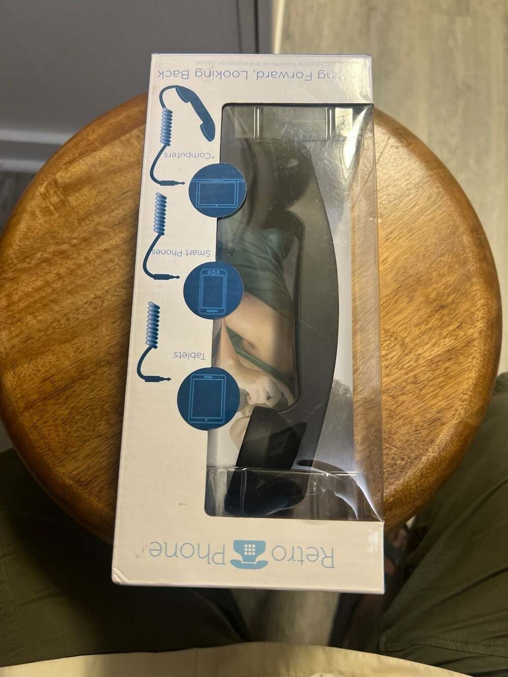 Innovage Retro Phone Handset for Smartphones, Tablets, and Computers - Black